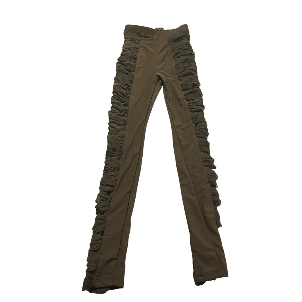 House of CB Chocolate Brown Pants Ruched Mesh Leggings Size XS Going Out Club
